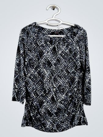 Style & Co. Damen 3/4-Arm gerafftes Oberteil mit Print