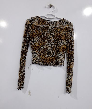 G MINI Leopard-Print-Netzoberteil mit langen Ärmeln