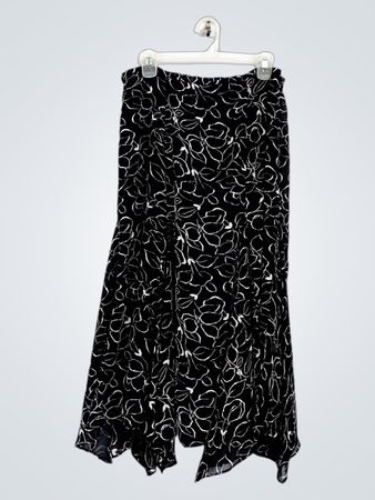 Chaps Damen schwarzer Midirock mit Blumenmuster