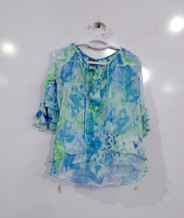 CASUAL STUDIO Tie Dye Ruffle Sleeve Blouse