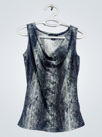 INC International Concepts ärmelloses Top mit Wasserfallausschnitt und Schlangenmuster