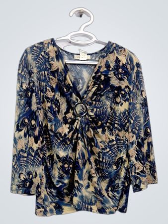 Tradition Damen bedruckte V-Ausschnitt-Bluse
