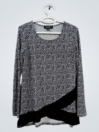 Karen Kane Leopardenmuster Langarmshirt mit schwarzem Einsatz