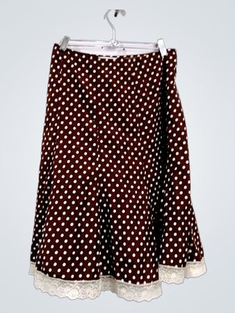 Dressbarn Polka-Dot-Midirock mit Spitzenbesatz