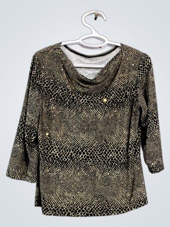 Damenbluse mit Schlangenmuster und Wasserfallausschnitt