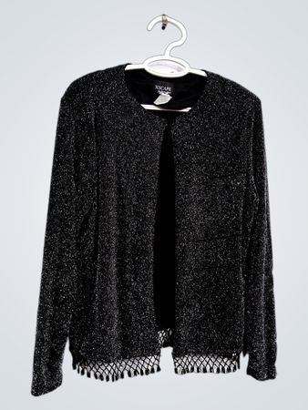 XSCAPE Black Metallic Beaded Cardigan