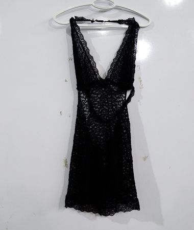 Victoria's Secret Black Lace Babydoll Dress