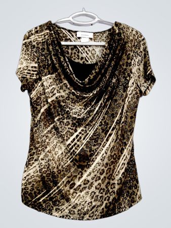 Dressbarn Animal Print Wasserfallausschnitt-Oberteil