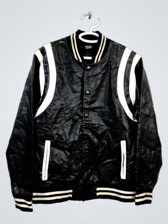 Ring & Fire schwarze Collegejacke mit weißen Streifen