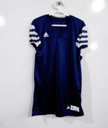 Adidas marineblaues Trikot mit weißen Streifen