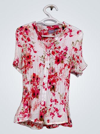 Laura Scott Damen Bluse mit Blumenmuster und Plisseefalten