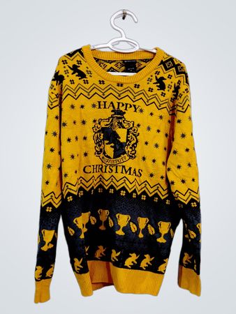 Harry Potter Hufflepuff Fröhlicher Weihnachts-Pullover