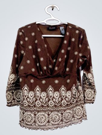 Axcess by Liz Claiborne Braune bedruckte Bluse