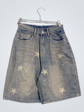 Denim-Shorts mit Sternenprint