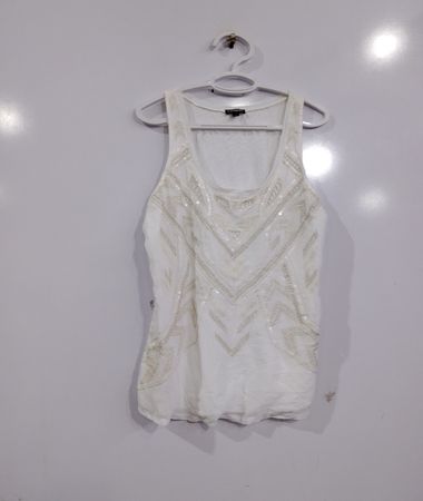 EXPRESS Weißes verziertes Tanktop