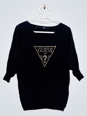 Guess Schwarzes Logo-Strickoberteil