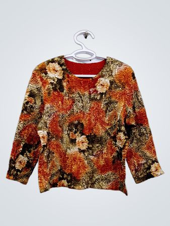 Langärmliges Top mit strukturiertem Blumenmuster