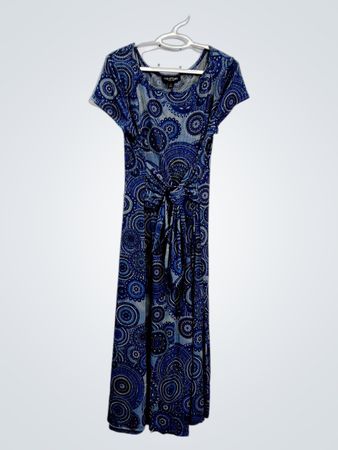PERCEPTIONS NEW YORK Blau gemustertes Maxikleid