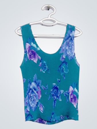 Türkisfarbenes Tanktop mit Blumenmuster