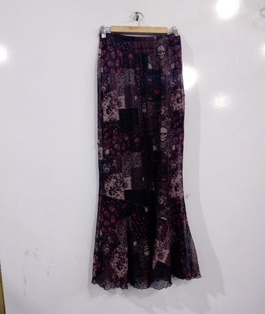 Social Collision Totenkopf-Print Maxi-Rock