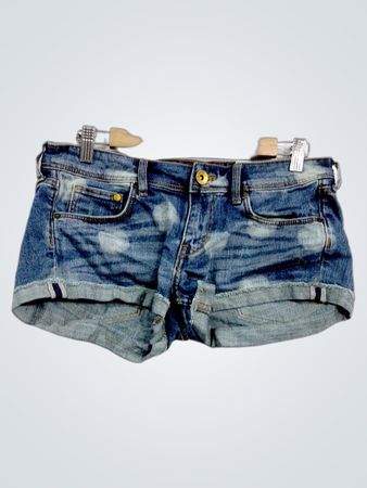 Denim-Shorts mit Polka-Dots