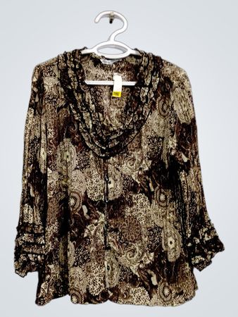 Signature by Larry Levine Damenbluse in Braun mit Paisley-Muster