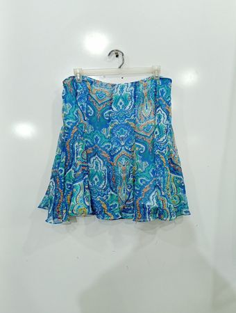 Blauer Paisley-Midirock