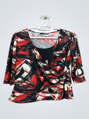 SOFT WORKS Damen Oberteil mit abstraktem Wickelprint