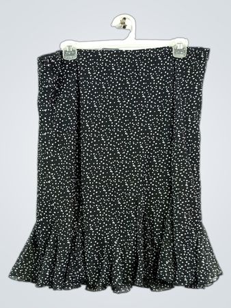 COVINGTON Damen schwarzer weißer Polka-Dot-Rock mit Rüschensaum