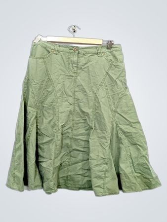 Faded Glory Originals Damen grüner Baumwoll-A-Linien-Midirock
