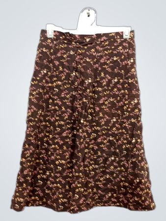 Intriguing Threads Braun geblümter Midirock