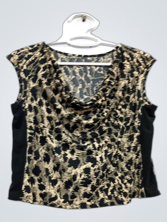 Ärmelloses Top mit Wasserfallausschnitt und Animal-Print