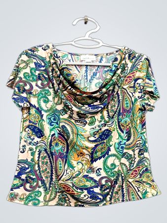 Jaclyn Smith Collection Damen-Paisley-Print Kurzarm-Top