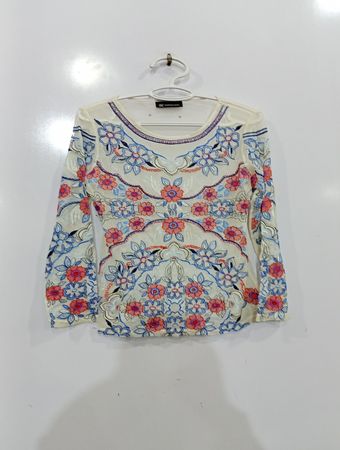 INC International Concepts Women's Sheer Embroidered Long Sleeve Top
