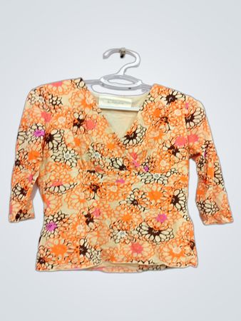Liz Claiborne Bedrucktes Wickeloberteil mit Blumenmuster