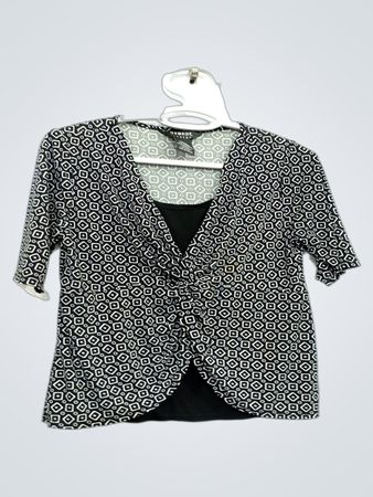 George Stretch Damen Top mit schwarzem geometrischem Druck