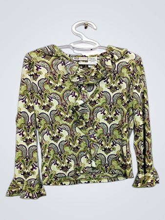 Faded Glory Damen Langarm-Rüschenbluse