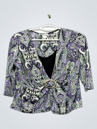 Dressbarn Petite Paisley-Print-Bluse
