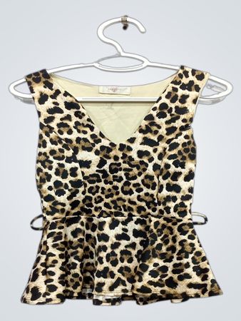 Geblümter Leopardenmuster-Peplum-Top