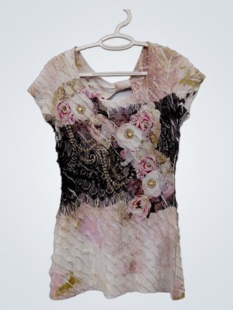 Women's Short Sleeve Embellished Top