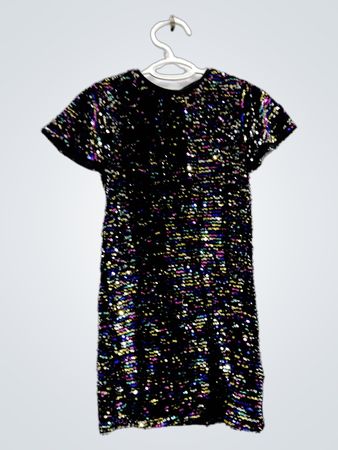 Abito di paillettes multicolore a motivo aeroplano