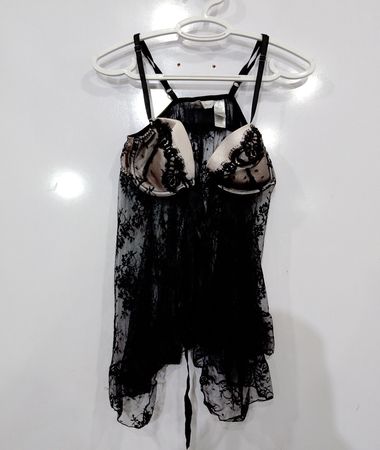 Delicates Black Lace Babydoll Lingerie M/M