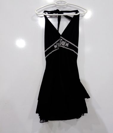 Black Halter Dress with Embellishments