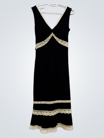 Express Black Lace Trim Midi Dress