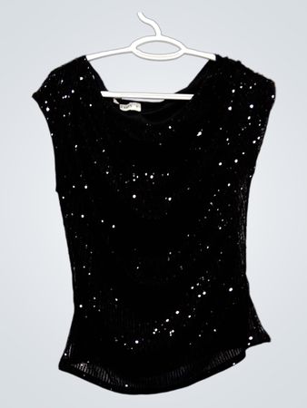 GRACE KARIN Top sans manches noir à sequins