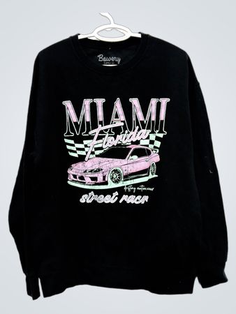 Bowery Supply Co. Miami Florida Drifting Nation Street Racer Graphic Sweatshirt