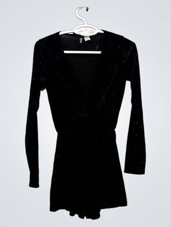 H&M Black Velvet Glitter Romper