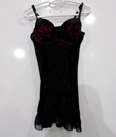 Black and Red Lace Corset Lingerie