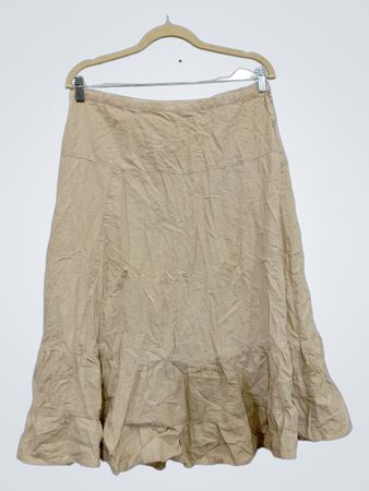 Beige Ruffled Maxi Skirt