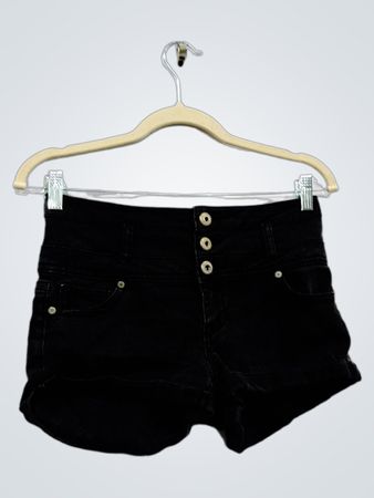 ASPHALT Schwarze Denim-Hochbund-Shorts